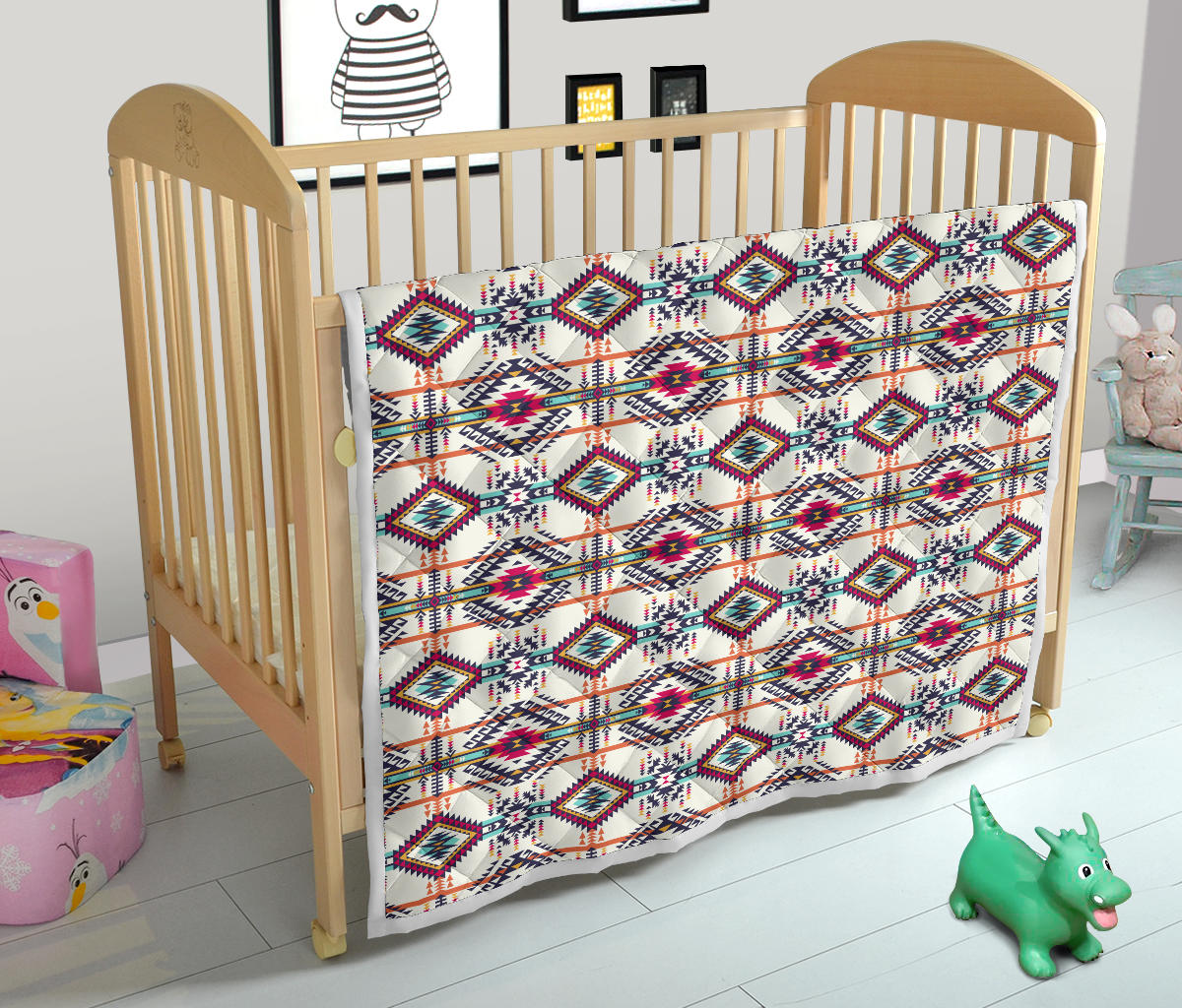 Indian Navajo Art Themed Design Print Quilt Bedspread