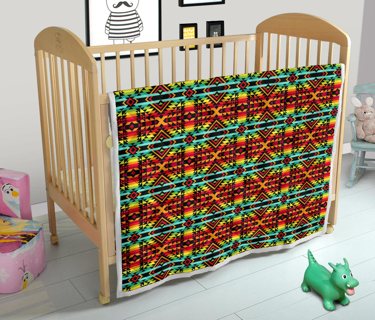 Kente Red Design African Print Quilt Bedspread
