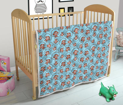 Monkey Cute Design Themed Print Quilt Bedspread