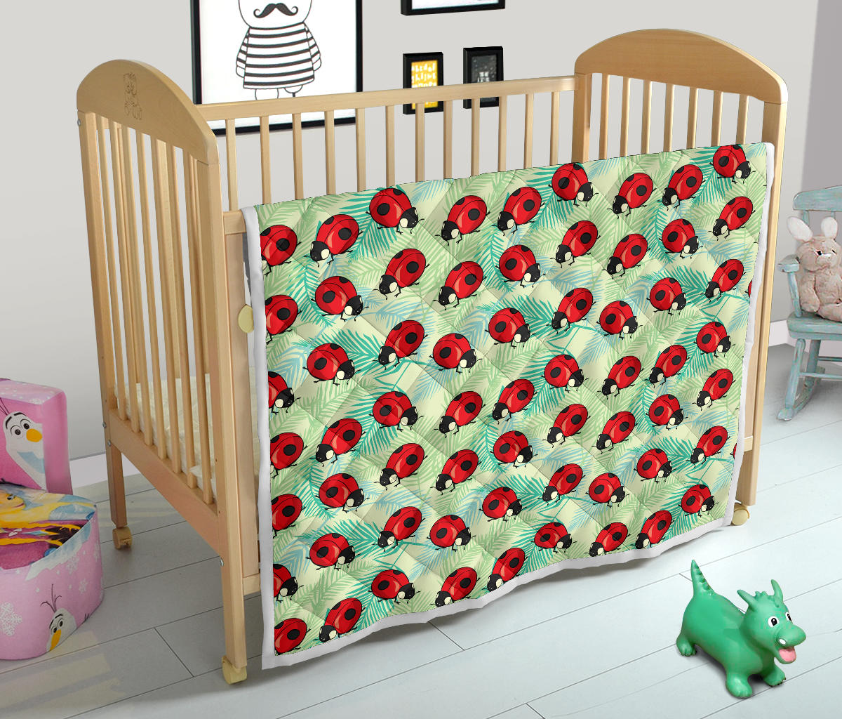 Ladybug Cute Print Pattern Quilt Bedspread