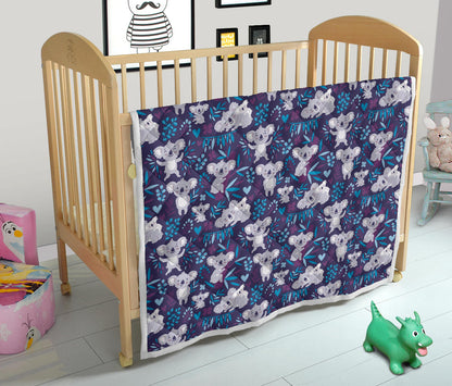 Koala Cute Themed Design Print Quilt Bedspread