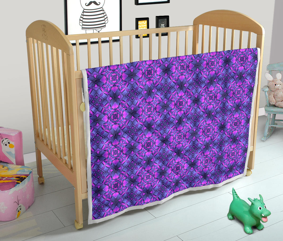kaleidoscope Pattern Print Design Quilt Bedspread