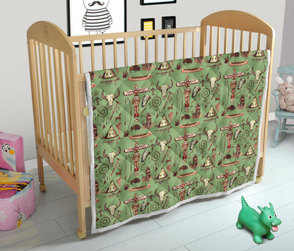Native Indian Themed Design Print Quilt Bedspread