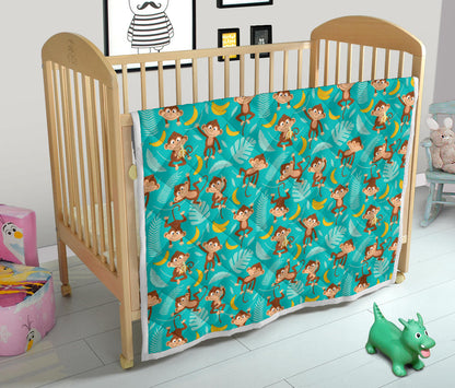 Monkey Happy Design Themed Print Quilt Bedspread