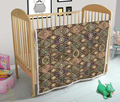 Mandala Motif Themed Design Print Quilt Bedspread