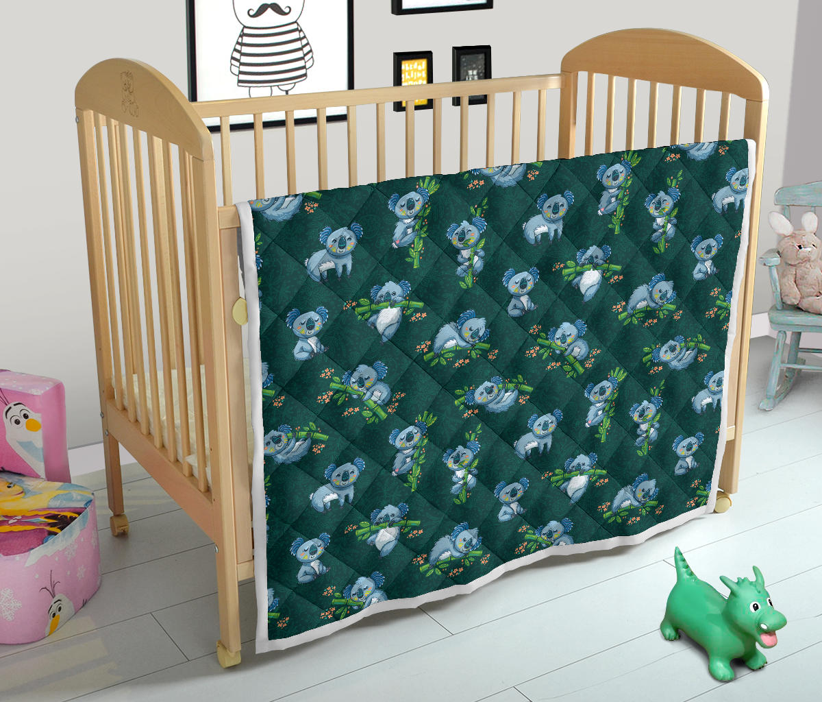 Koala Blue Design Print Quilt Bedspread