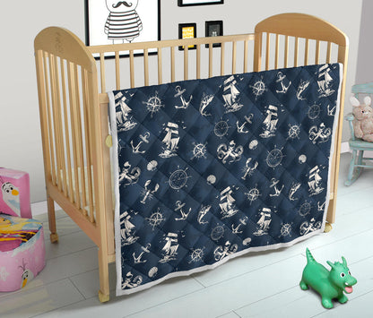 Nautical Sea Themed Print Quilt Bedspread