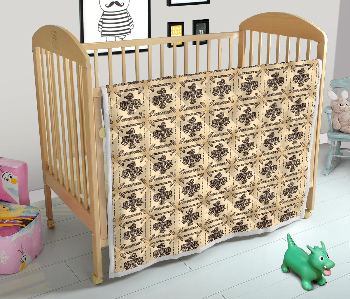 Native American Themed Design Print Quilt Bedspread
