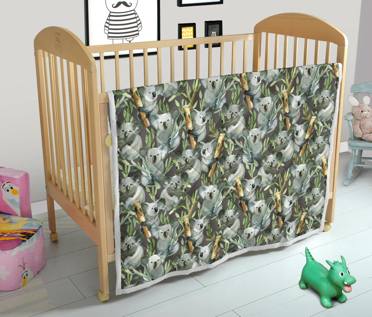 Koala Pattern Design Print Quilt Bedspread