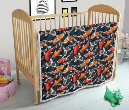 Koi Carp Cute Design Themed Print Quilt Bedspread