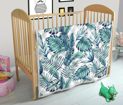 Pattern Tropical Palm Leaves Quilt Bedspread