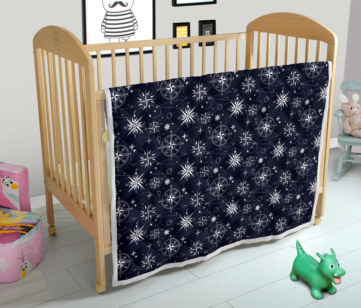 Nautical Sky Design Themed Print Quilt Bedspread