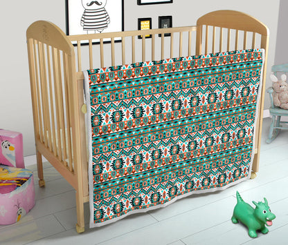 Indian Navajo Ethnic Themed Design Print Quilt Bedspread