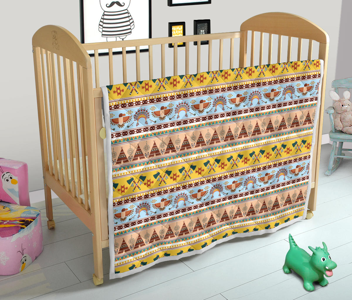 Native American Pattern Design Print Quilt Bedspread