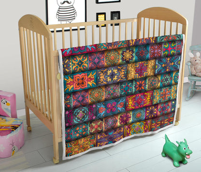 Mandala Style Design Print Quilt Bedspread