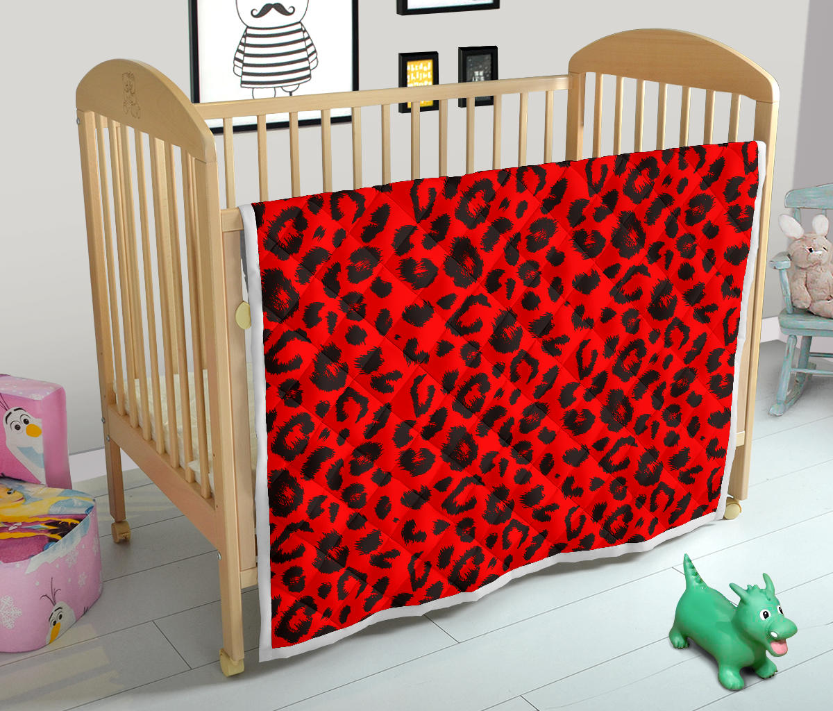 Leopard Red Skin Print Quilt Bedspread