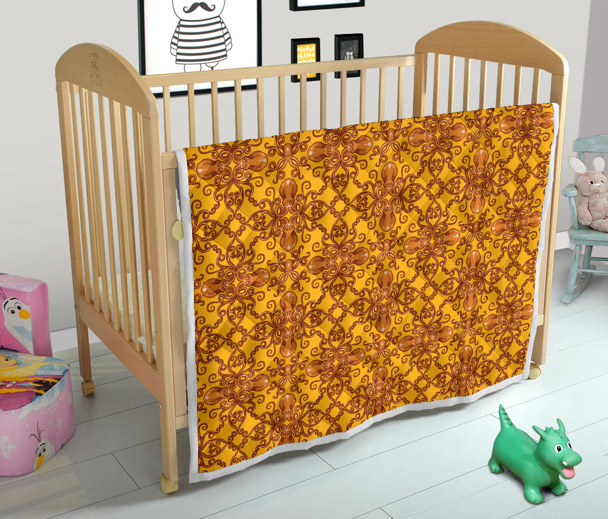 Octopus Background Design Print Quilt Bedspread