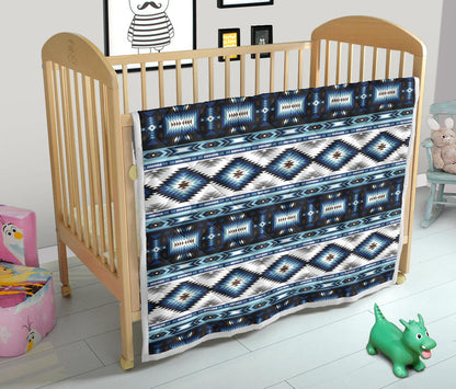 Navajo Dark Blue Print Pattern Quilt Bedspread