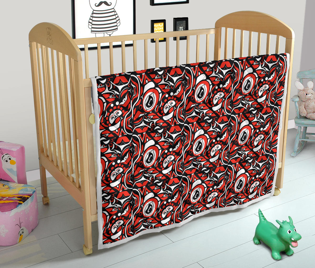 Native North American Themed Print Quilt Bedspread