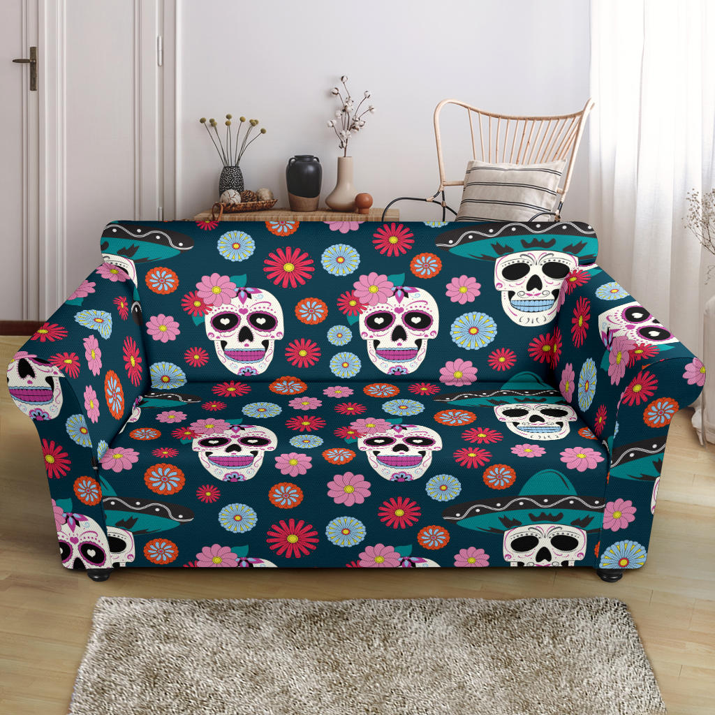Sugar Skull Print Design LKS308 Loveseat Couch Slipcover