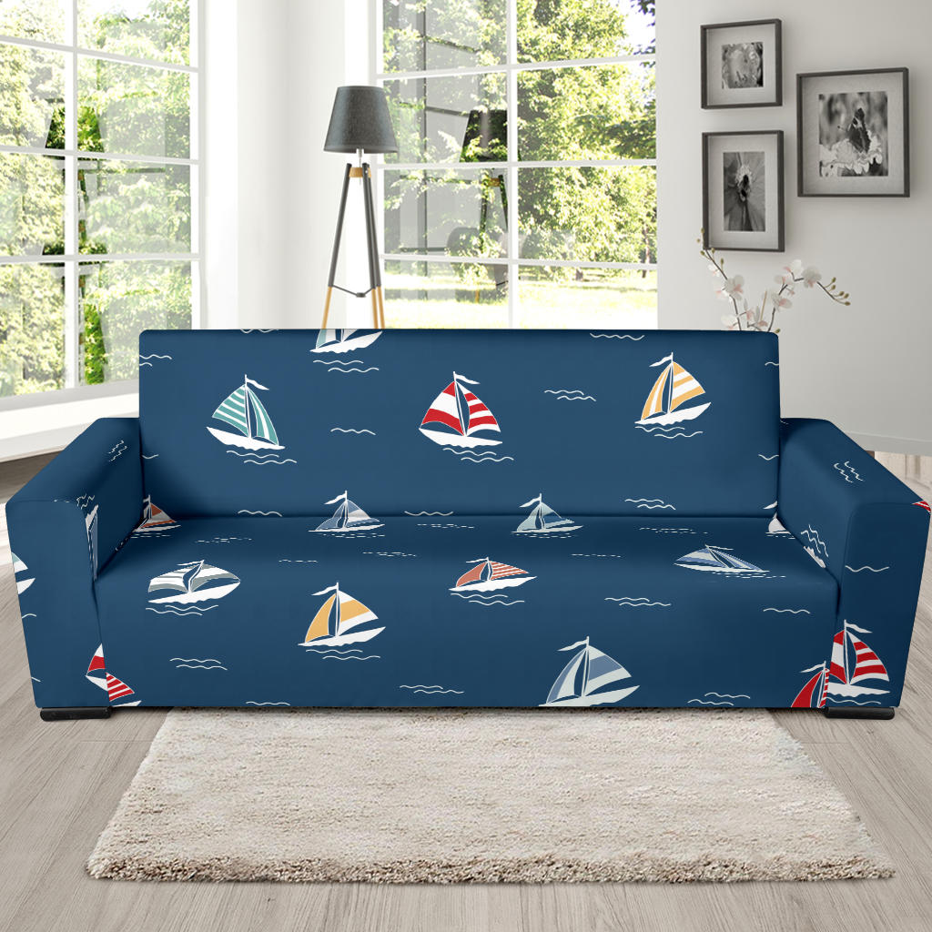 Sailing Ships Pattern Print Design A02 Sofa Slipcover