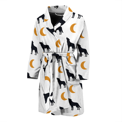 Wolf Moon Print Design LKS302 Men Bathrobe