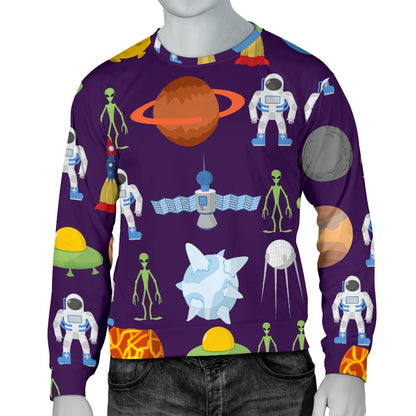 Alien Astronaut Planet Men Long Sleeve Sweatshirt