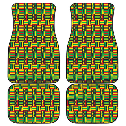 African Zip Zag Print Pattern Car Floor Mats Front Back