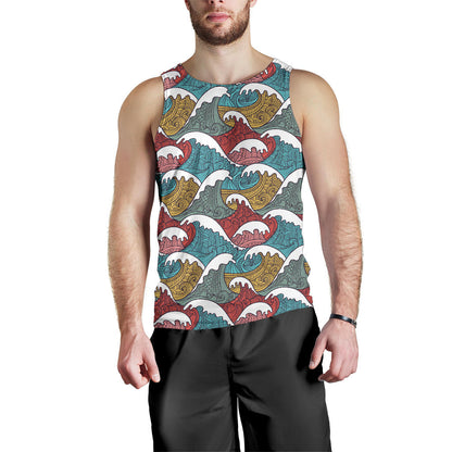 Tribal Wave Pattern Print Men Tank Top