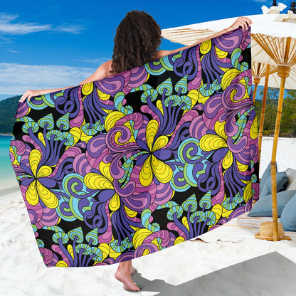 Psychedelic Pattern Print Design A04 Sarong Pareo Wrap
