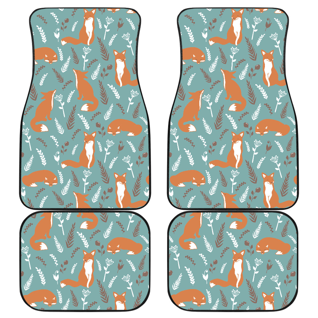 Fox Forest Print Pattern Car Floor Mats Front Back