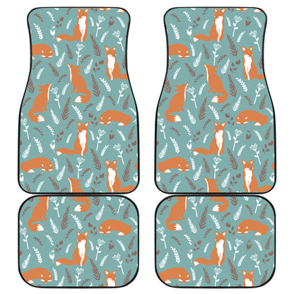 Fox Forest Print Pattern Car Floor Mats Front Back