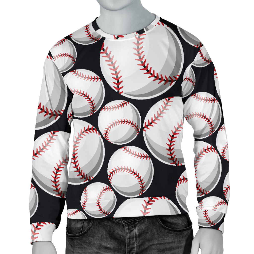Baseball Black Background Men Long Sleeve Sweatshirt