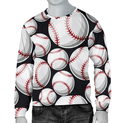 Baseball Black Background Men Long Sleeve Sweatshirt