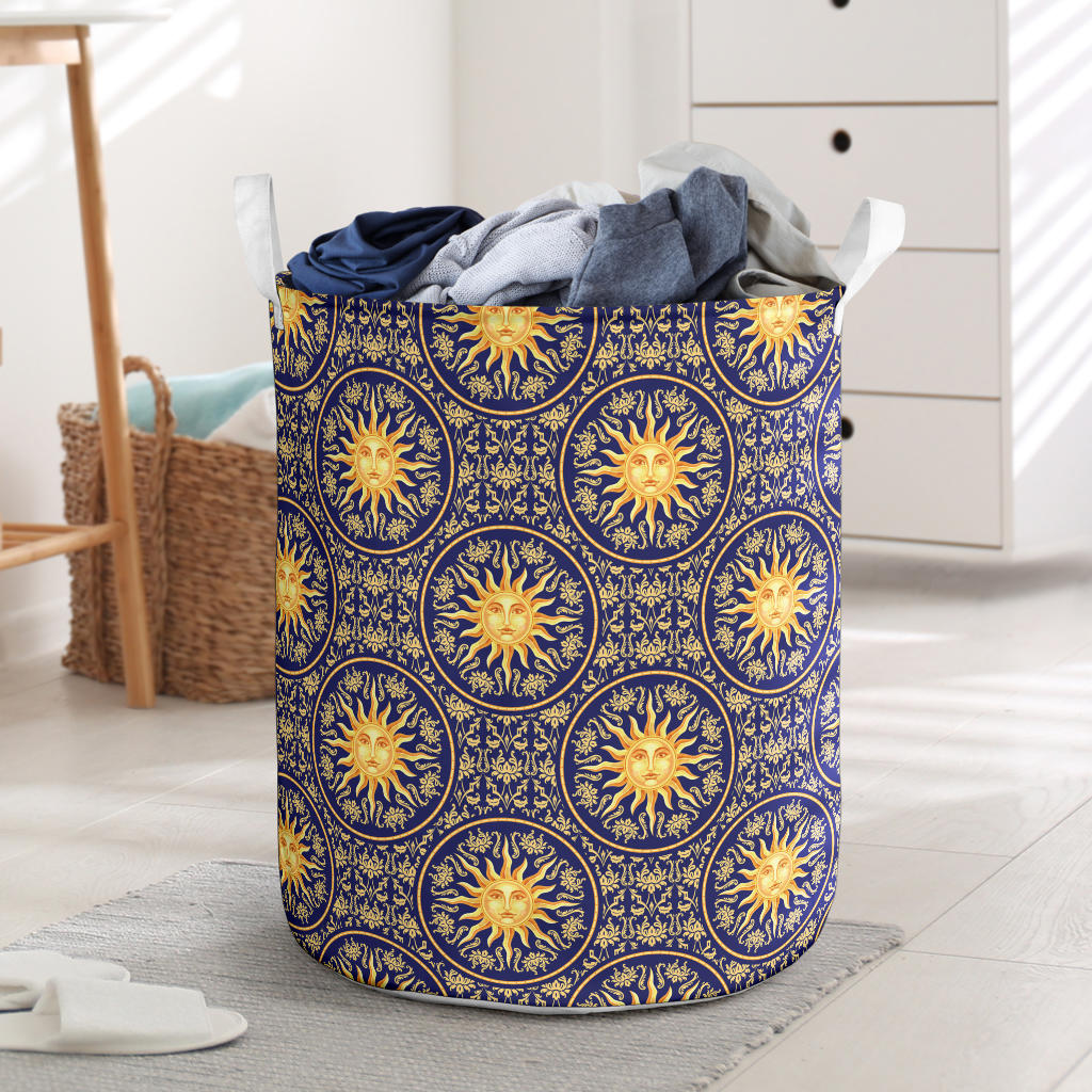 Celestial Gold Sun Face Laundry Basket