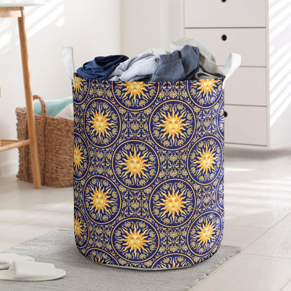 Celestial Gold Sun Face Laundry Basket