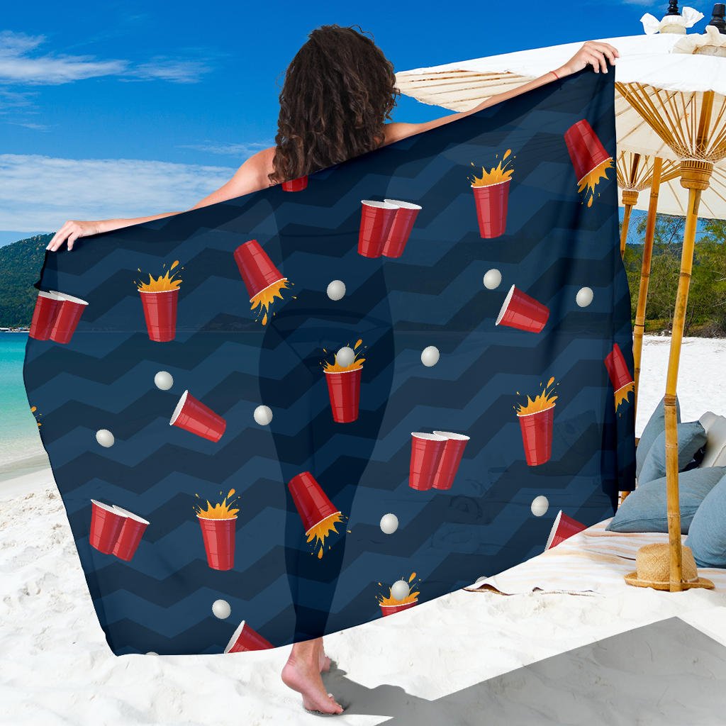 Beer Pong Pattern Print Design 01 Sarong Pareo Wrap