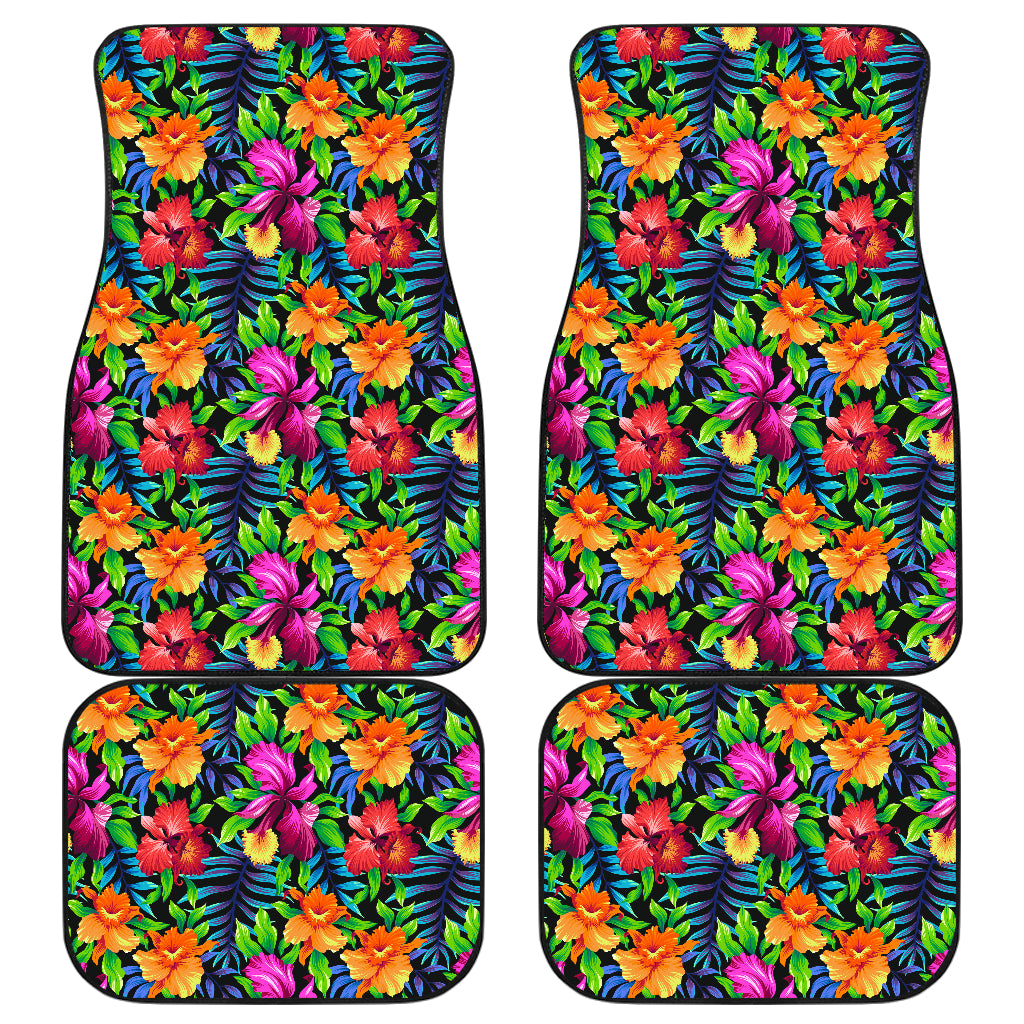 Tropical Folower Colorful Print Car Floor Mats Front Back