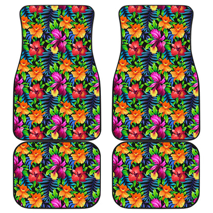 Tropical Folower Colorful Print Car Floor Mats Front Back