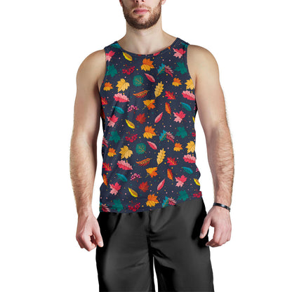 Elm Leave Colorful Print Pattern Men Tank Top