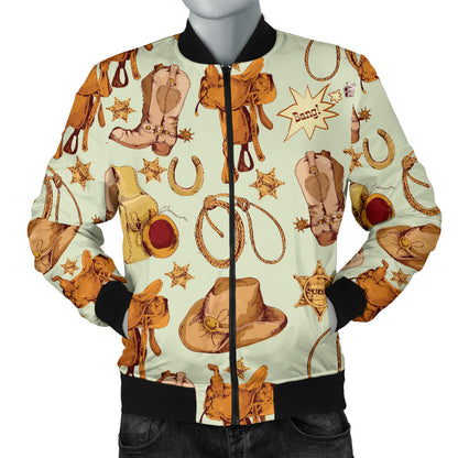 Western Cowboy Design Pattern Men Bomber Jacket
