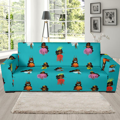 Hula Dancers Pattern Print Design 04 Sofa Slipcover