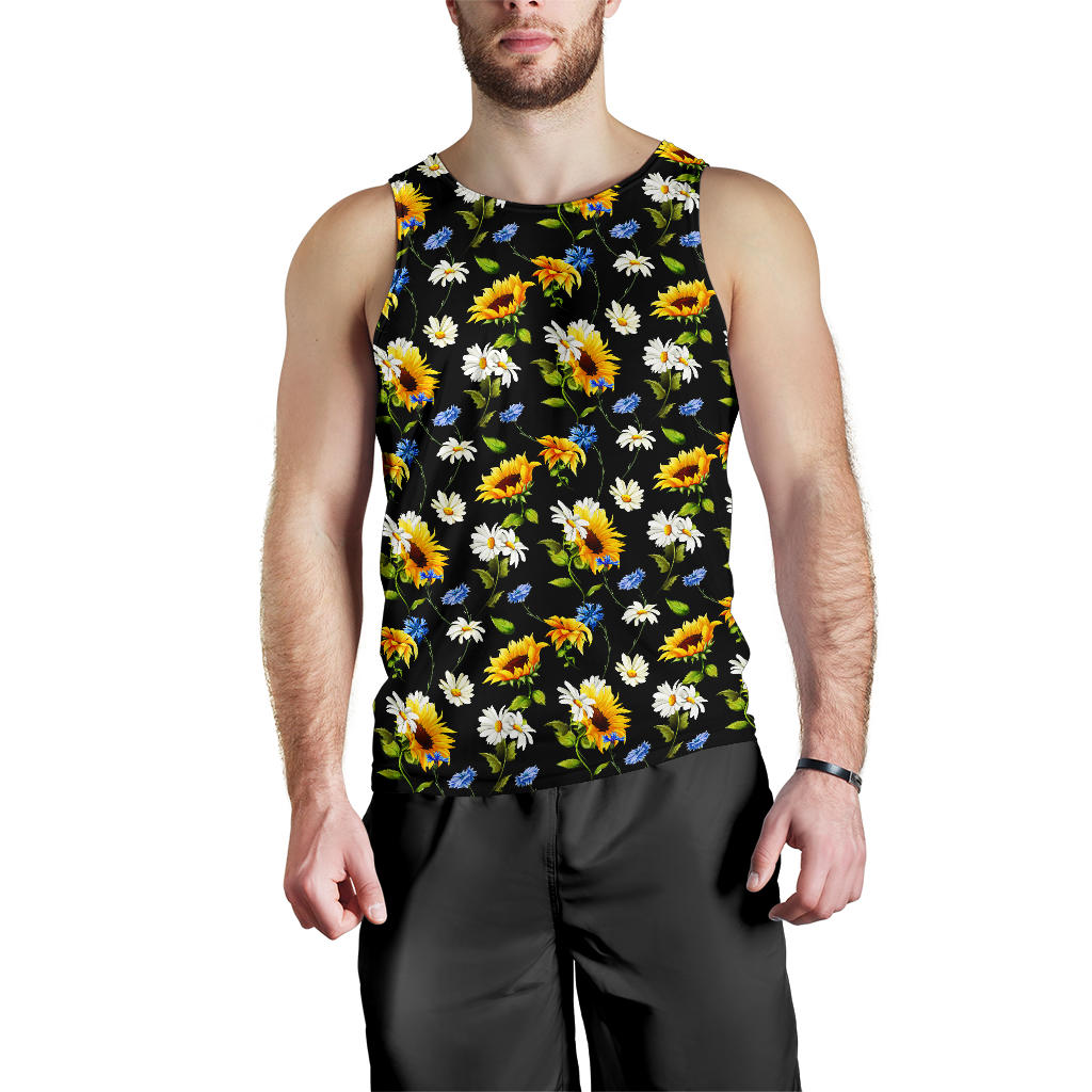Sunflower Chamomile Bright Color Print  Men Tank Top