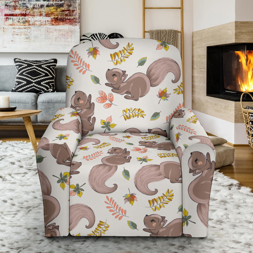 Squirrel Print Design LKS307 Recliner Slipcover with Pocket