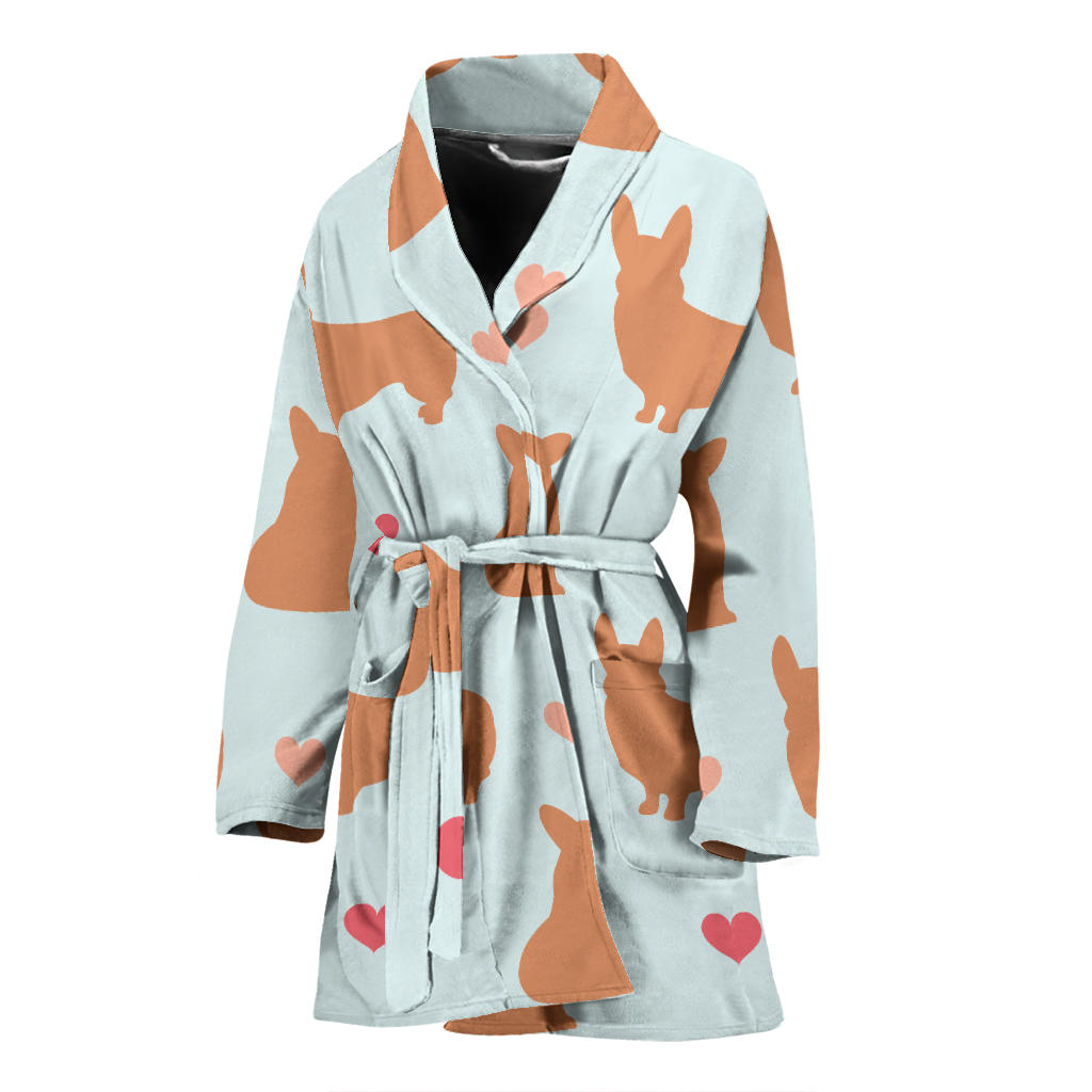 Pembroke Welsh Corgis Pattern Print Design A01 Women Bathrobe