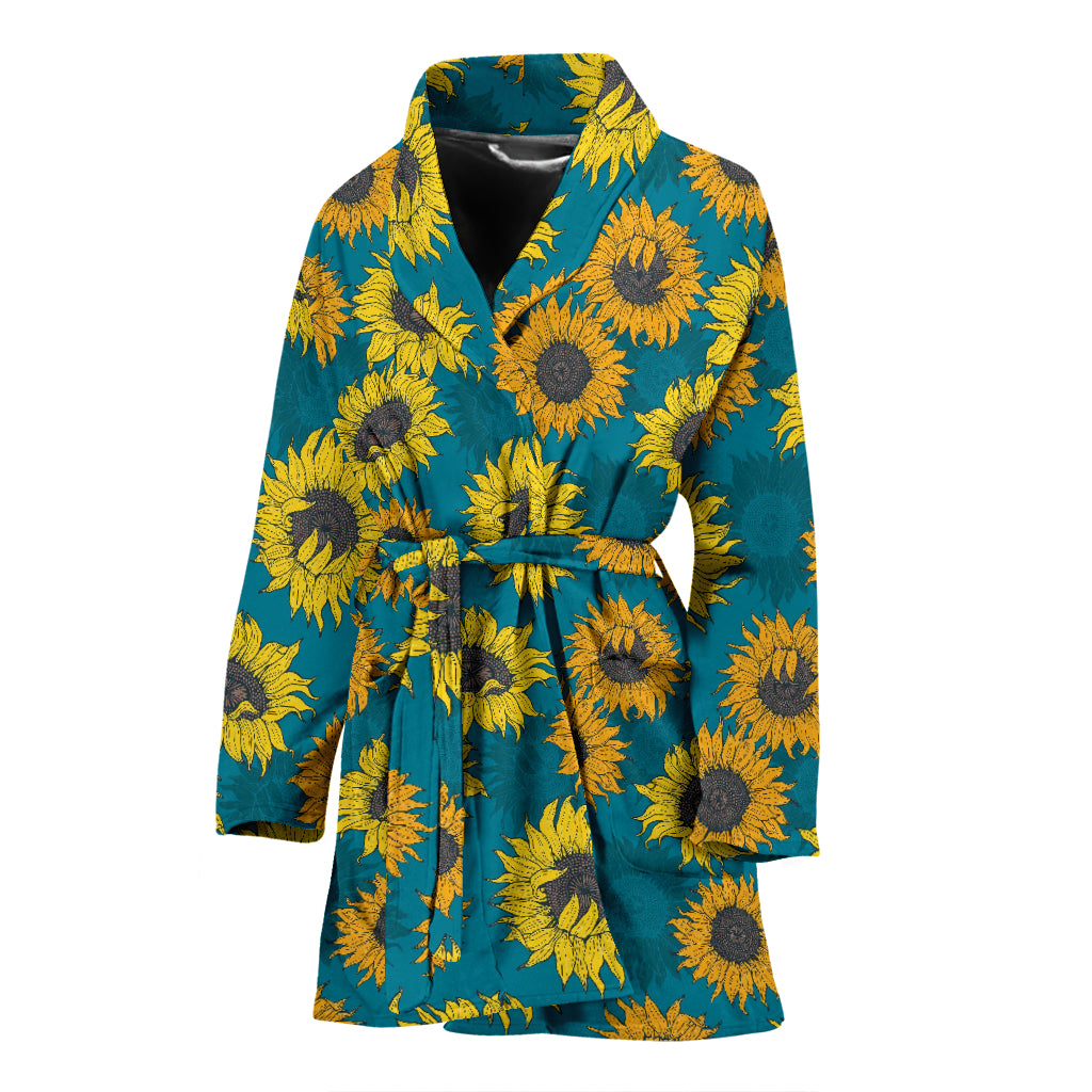 Sunflower Print Design LKS301 Women Bathrobe