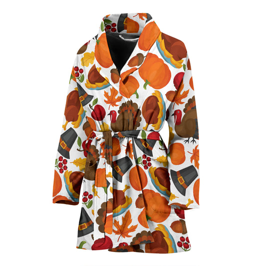 Thanksgiving Print Design LKS304 Women Bathrobe