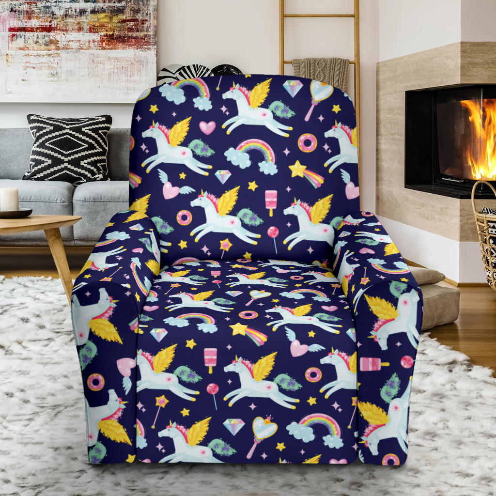 Pegasus Pattern Print Design 05 Recliner Slipcover with Pocket