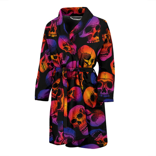 Skull Multicolor Print Design LKS3011 Men Bathrobe