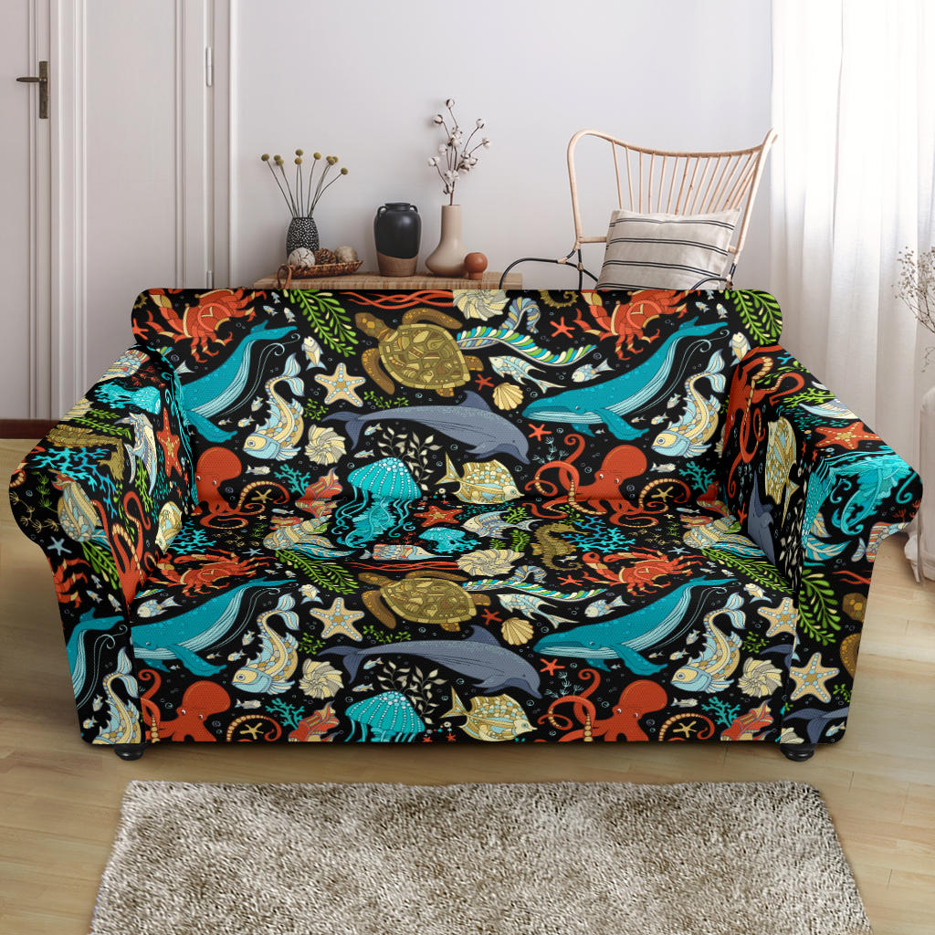 Underwater Animal Print Design LKS301 Loveseat Couch Slipcover